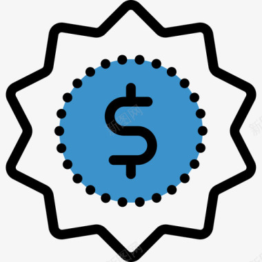 美元符号商务套装2蓝色图标图标