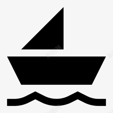 帆船河流交通图标图标