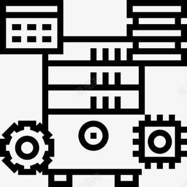 托管服务器机架服务器网络托管线性图标图标