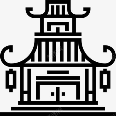 中国寺庙旅游12直线图标图标