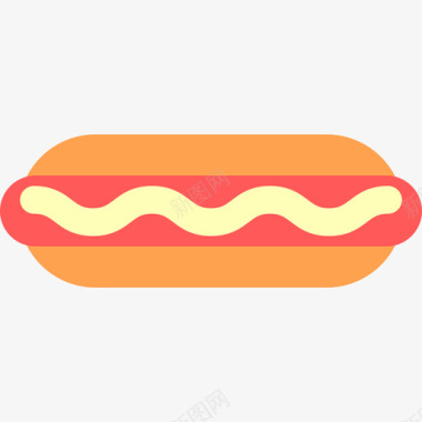 热狗食物和餐厅元素平板图标图标
