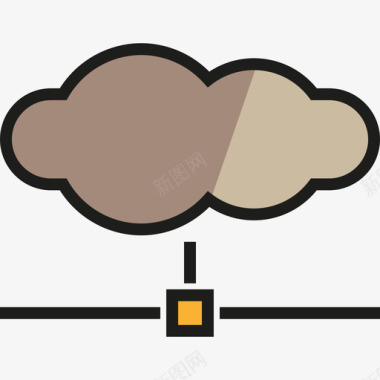 线稿云计算云计算通信3线颜色图标图标