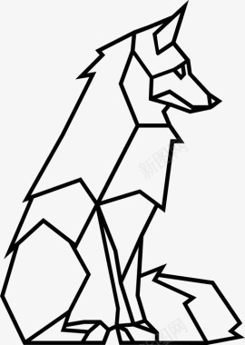 哈士奇狗狐狸狗几何图标图标