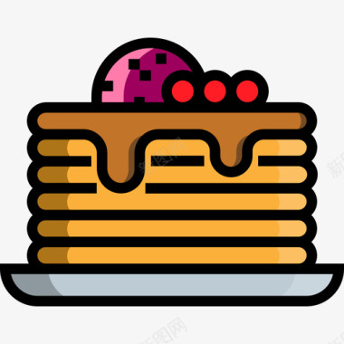 3d薄饼食品和餐厅3线性颜色图标图标