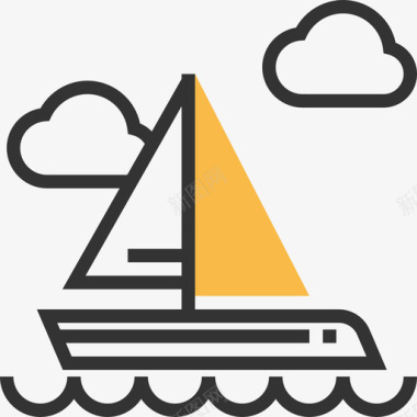 帆船旅游黄影图标图标