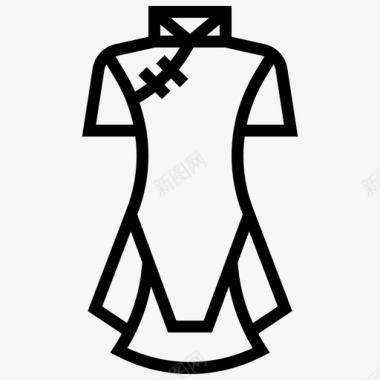 服装设计穿旗袍中式服装图标图标