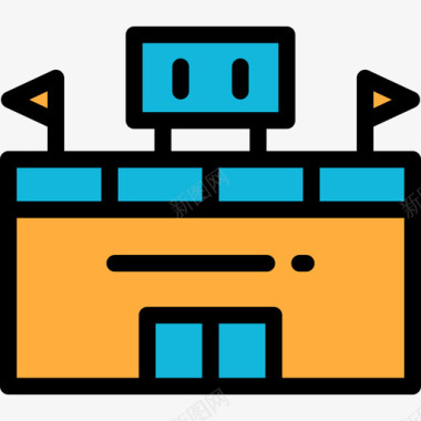 体育场棒球队3线性颜色图标图标