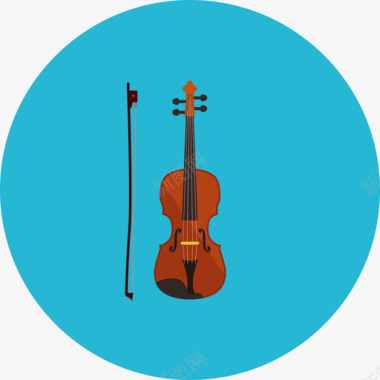 小提琴音乐娱乐圆形平面图标图标