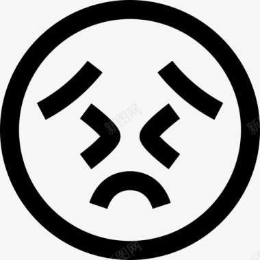 QQ表情图片害怕表情符号6线性图标图标