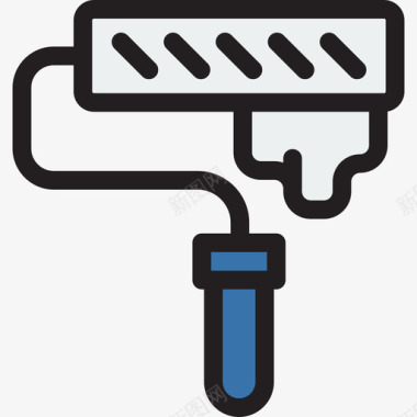 油漆泼墨油漆辊结构13线性颜色图标图标