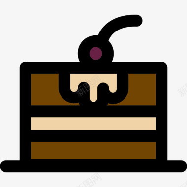 蛋糕片彩色厨房用品线性颜色图标图标