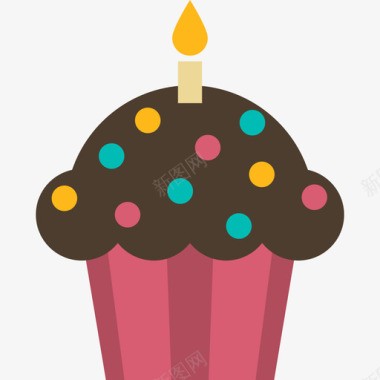 纸杯蛋糕生日和派对元素扁平图标图标