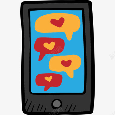 彩色智能手机情人节套装彩色图标图标