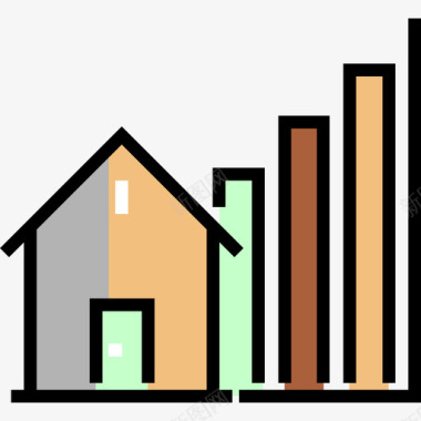 房地产信封统计房地产15线性颜色图标图标