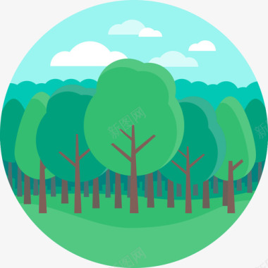 树木树木景观收集平坦图标图标