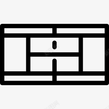 网球场运动经典套装直线型图标图标