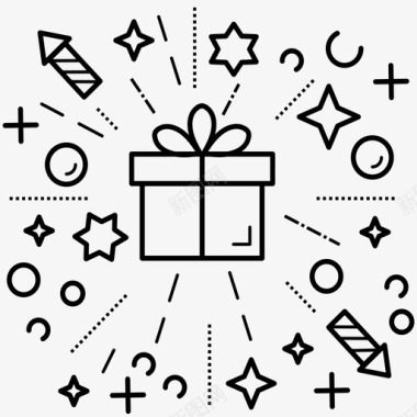 直播间礼物icon圣诞礼物黑色礼物盒圣诞礼物盒图标图标