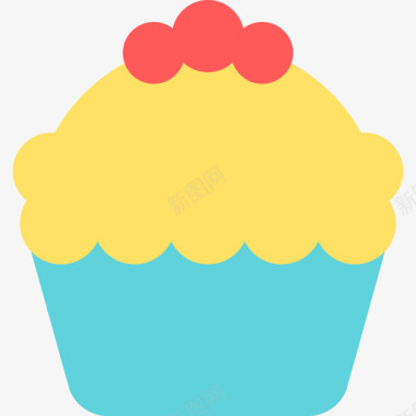 纸杯蛋糕食品和餐厅元素扁平图标图标