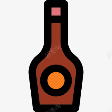 葡萄酒彩色厨房用品线性颜色图标图标
