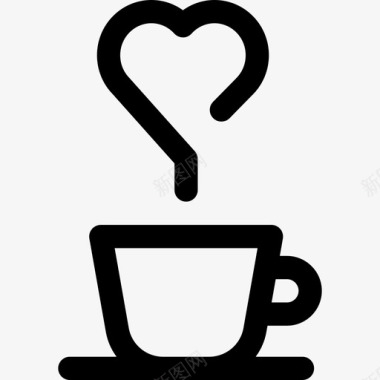 咖啡爱情和浪漫系列直系图标图标
