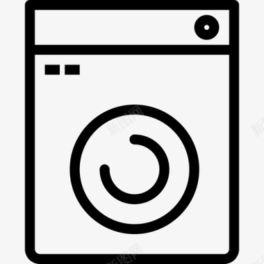 洗衣机家用和家具元件直列式图标图标