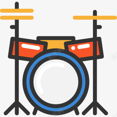 鼓套乐器3线色图标图标