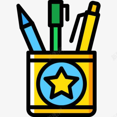 铅笔盒教育6黄色图标图标