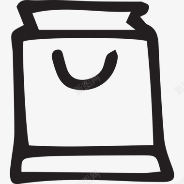 购物袋手绘电子商务黑色图标图标
