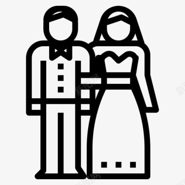 夫妻新娘新郎图标图标
