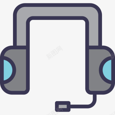 庆典边框耳机科技元素套装轻薄的平面边框图标图标