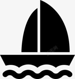 帆船木舟帆船划船独木舟图标高清图片