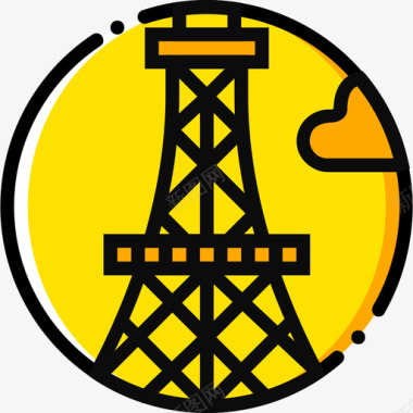 埃菲尔铁塔纪念碑7号黄色图标图标