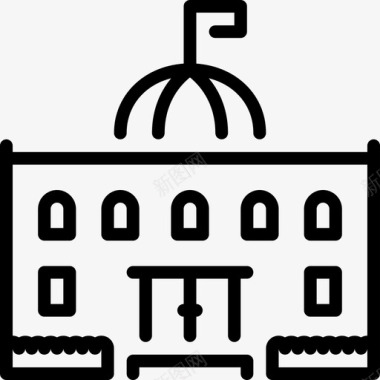 市政市政厅直线图标图标