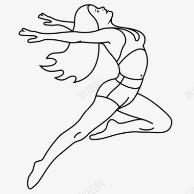 年轻女人跳舞跳舞飞翔图标图标