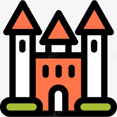 城堡建筑线性颜色的房子图标图标