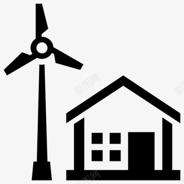 家庭风车住宅风车风力发电图标图标