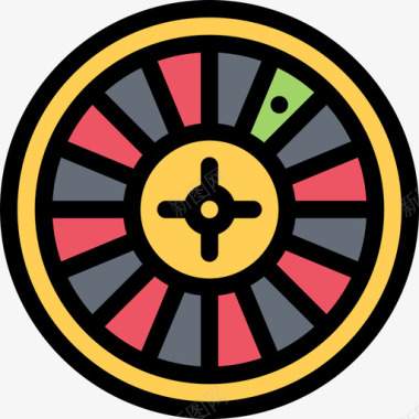 轮盘赌游戏4彩色图标图标