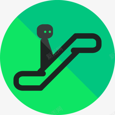自动自动扶梯机场标志圆形平面图标图标