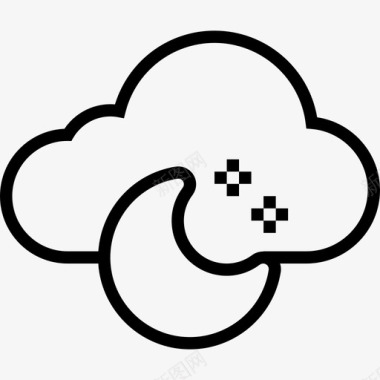 晚上晚上22号天气直线型图标图标