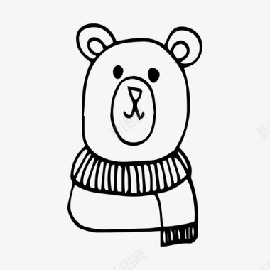 泰迪熊圣诞节围巾图标图标