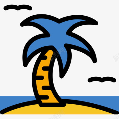 棕榈暑假颜色和笔触线颜色图标图标