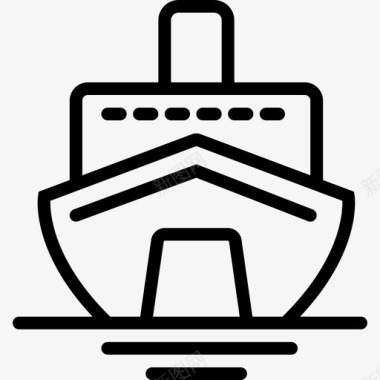 邮轮旅游系列直线型图标图标