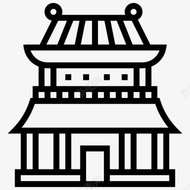 中国铁塔标志豫园建筑中国图标图标