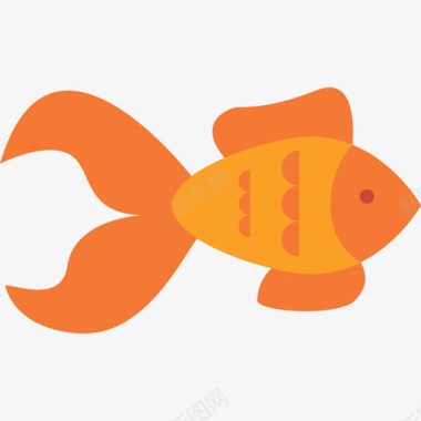 金鱼动物海洋生物扁平的颜色图标图标