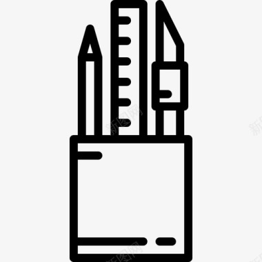铅笔盒商业元素集合2线性图标图标
