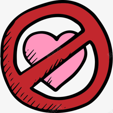 禁止情人节套装颜色图标图标