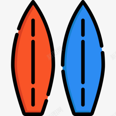 澳大利亚冲浪板澳大利亚4线性颜色图标图标