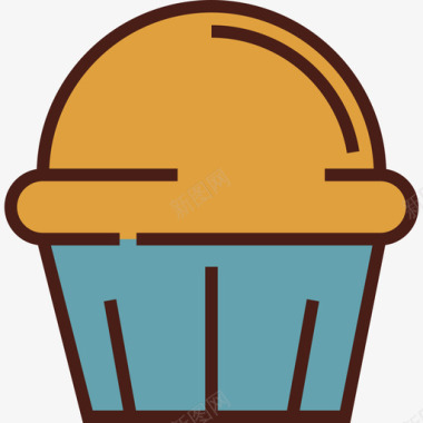 食物纸杯蛋糕食物6线性颜色图标图标