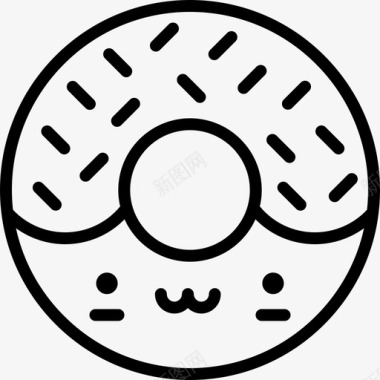 甜甜圈可爱的食物直系的图标图标