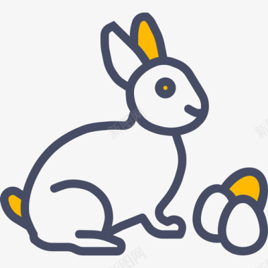 复活节兔子复活节5线性颜色图标图标